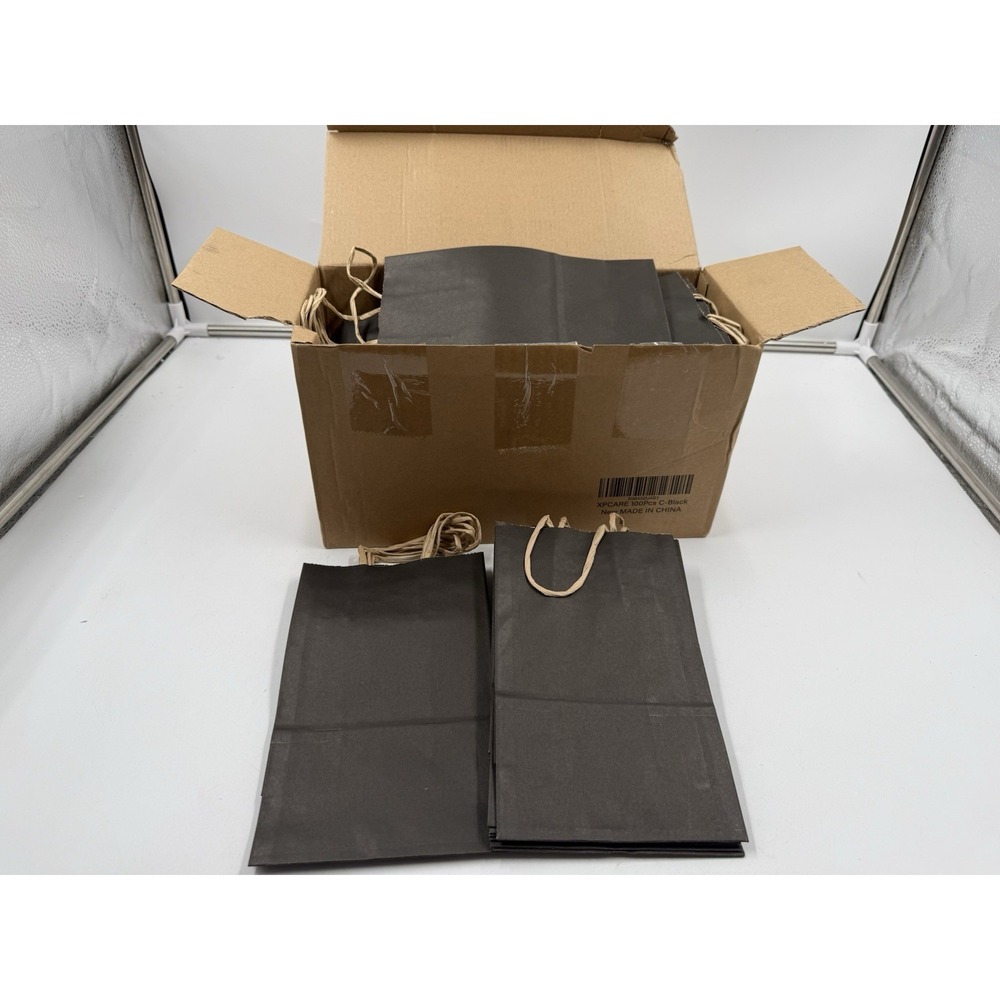XPCARE 100Pcs Paper Gift Bags 5.25x3.25x8.25'', Small Paper Bags with Handles...